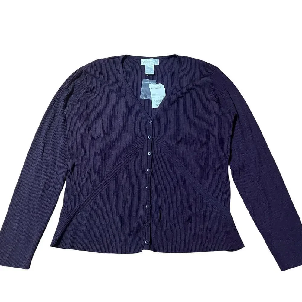 Vintage Worthington Deep Purple Cardigan Size XL NWT